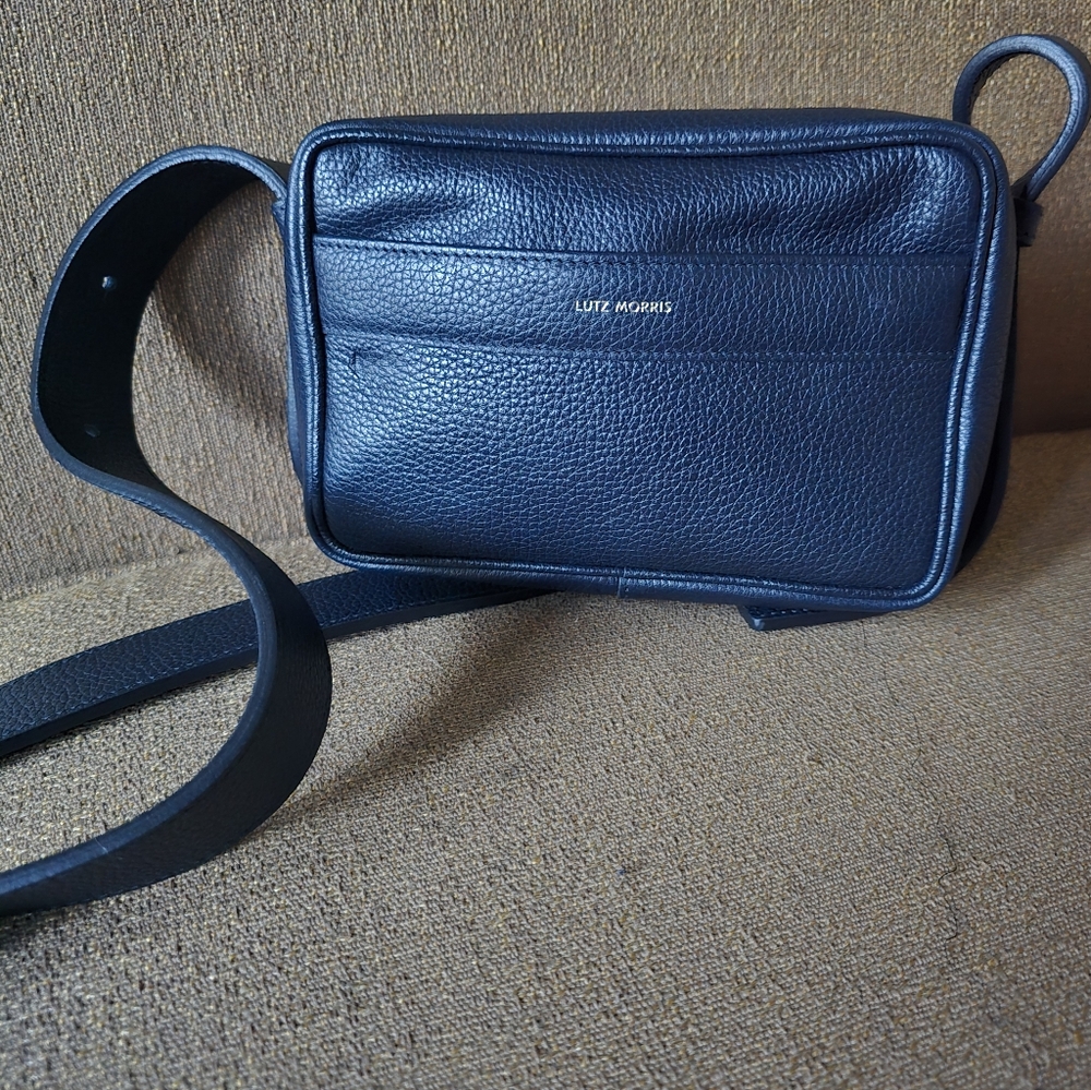 Lutz Morris Maya Brandon Crocs Side/Leather  Elegant Navy Blue Crossbody Bag - Picture 6 of 14